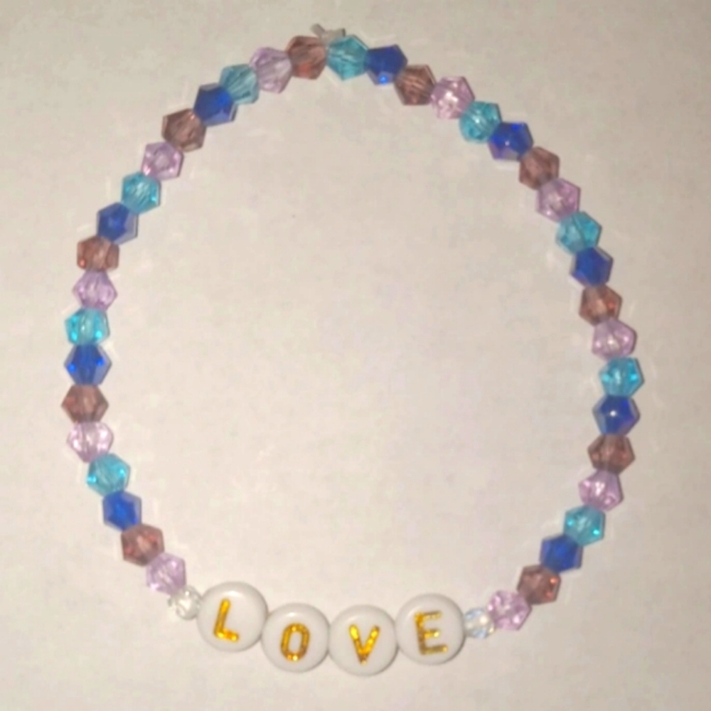 Colorful Beaded Bracelet with 'Love' Charm